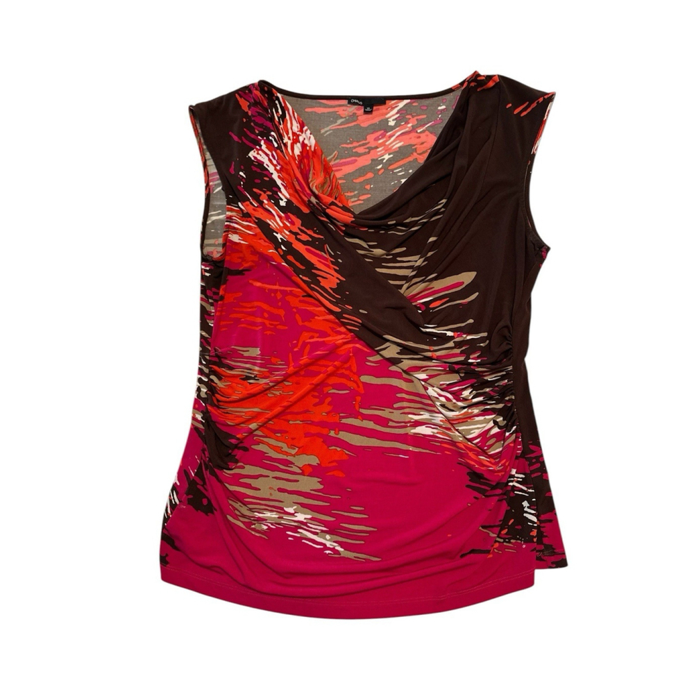 Chaus New York Sleeveless Cowl Pleats Career Shell Top Blouse Womens XL - Picture 9 of 12